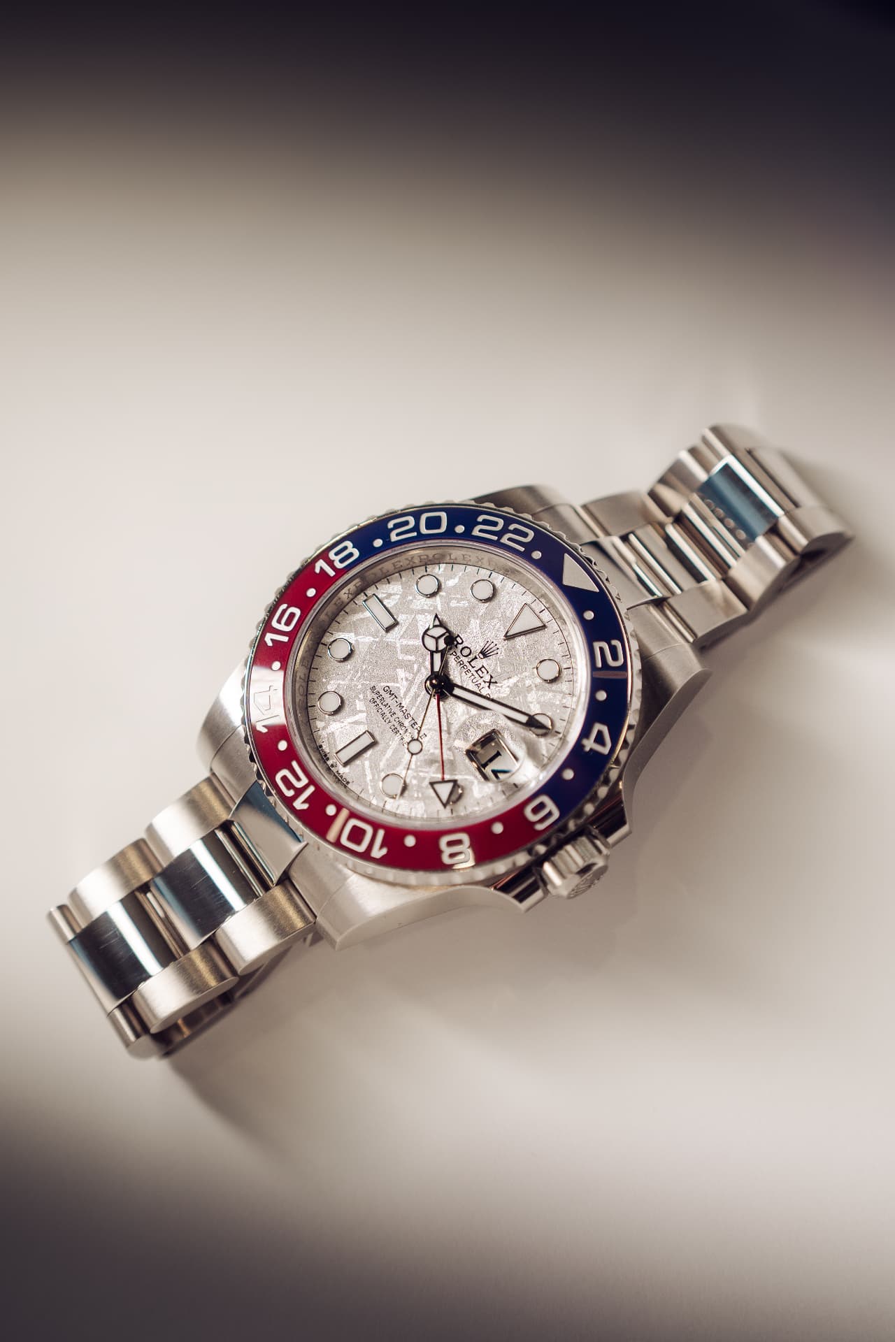 Rolex GMT-Master II Pepsi with meteorite dial on Oyster bracelet