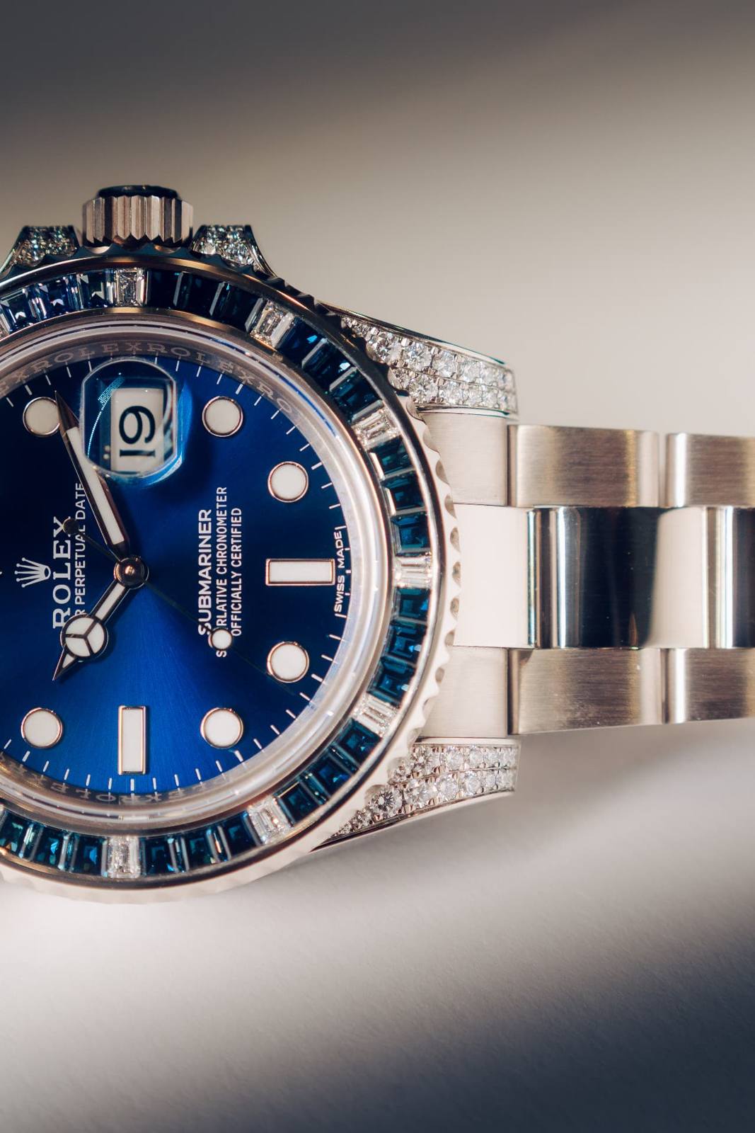Rolex Submariner in white gold with sapphire bezel
