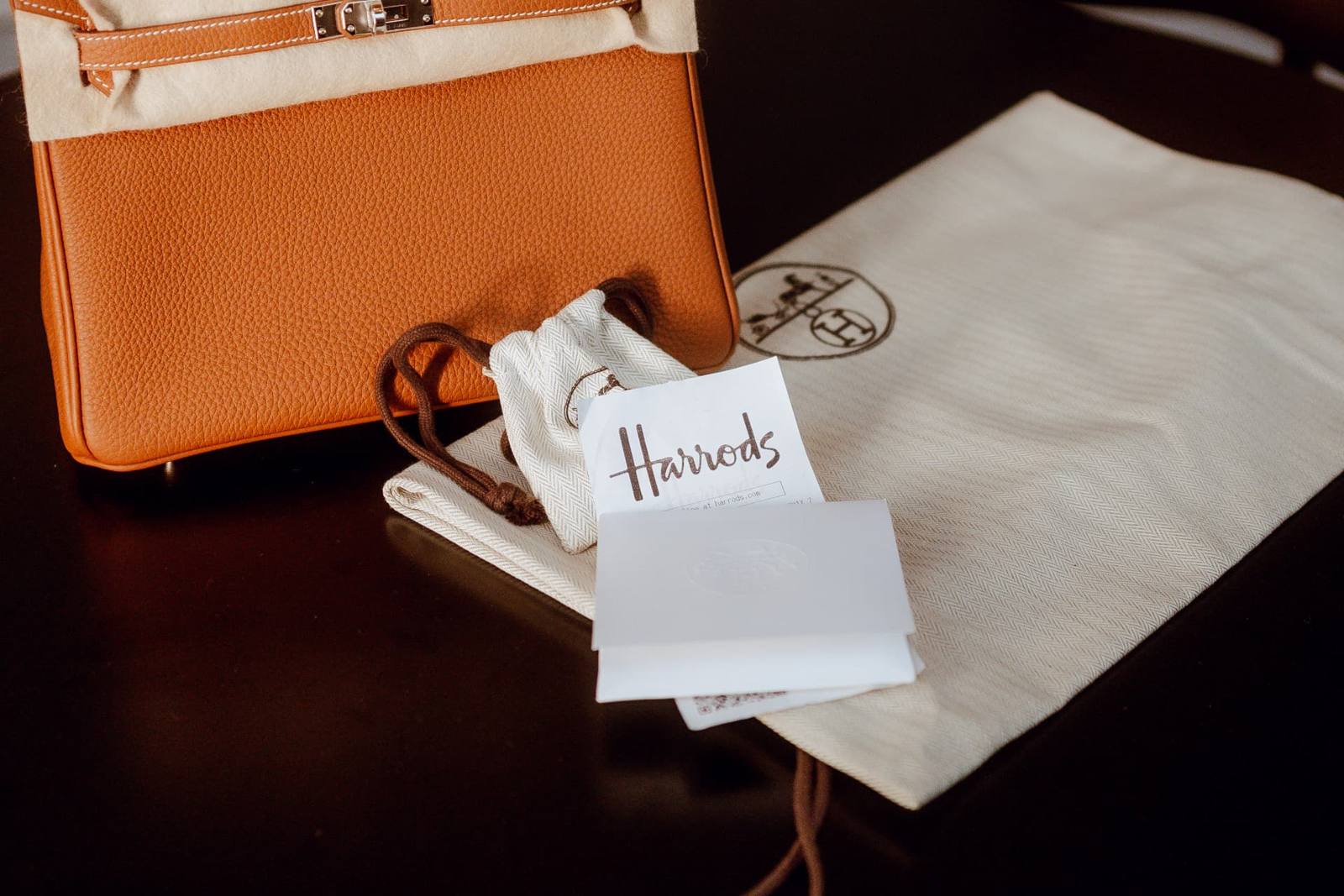 Hermès Birkin with dust bag, clochette pouch and Harrods receipt