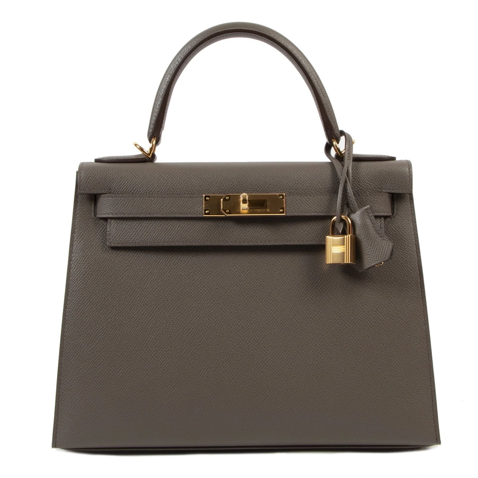 Hermès Kelly Sellier 28 in Etoupe Epsom leather with gold hardware